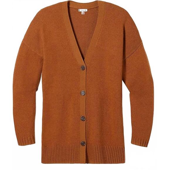 NEW SMARTWOOL cozy lodge merino wool boyfriend cardigan sweater in acorn heather - Picture 3 of 3